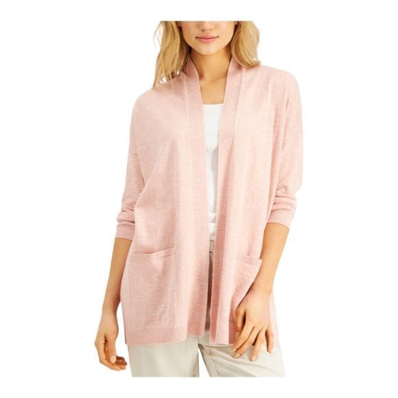 Eileen Fisher High Collar Linen Blend Cardigan - Picture 1 of 7